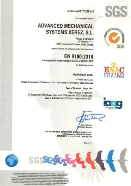 ISO 9100:2016 Quality management system in aerospace
